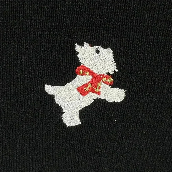 Ambra Womens Large Black Christmas Scottie Dog Embroidered Cardigan Knit Sweater - Picture 8 of 11